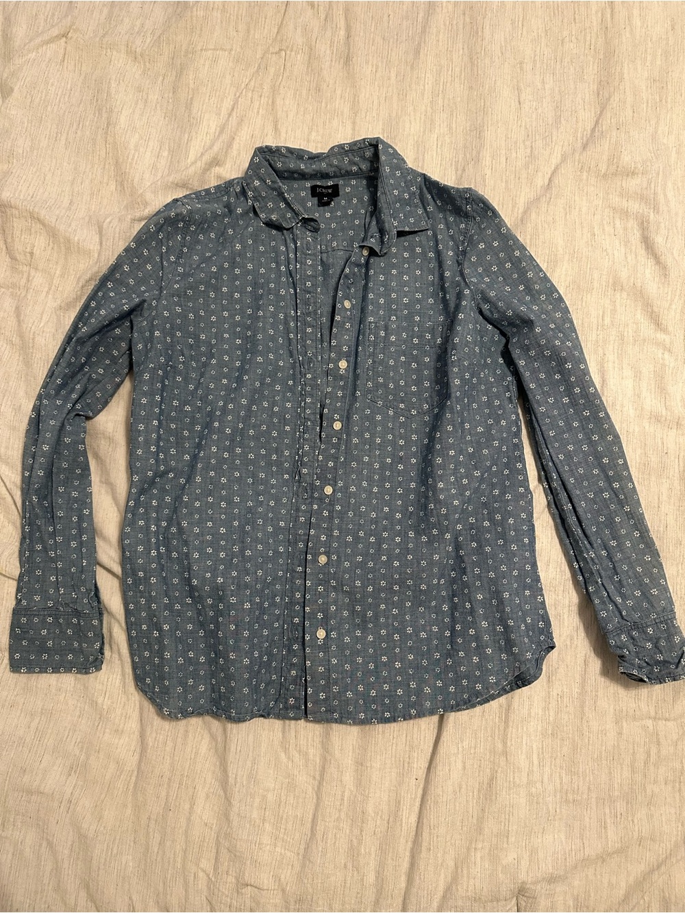 J. Crew Chambray Shirt with Tiny White Floral Dots